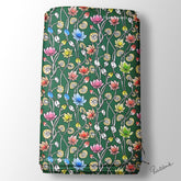 Green Multi Color Lotus Floral Pichwai Digital Printed Fabric Material